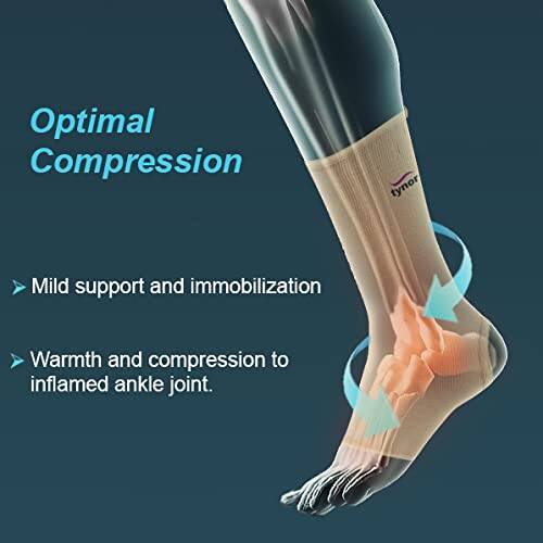Picture of TYNOR Orthopedic Pain Relief Ankle Compression Support Cap Brace/Sleeves (1 PAIR), For Men And Women - Beige