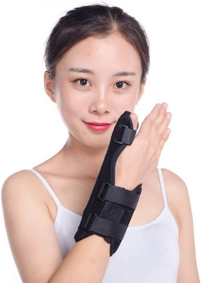 Picture of Thumb and Wrist Splint, Thumb Wrist Support Brace Adjustable Wrist Splint for Carpal Tunnel - Black - Int: One size