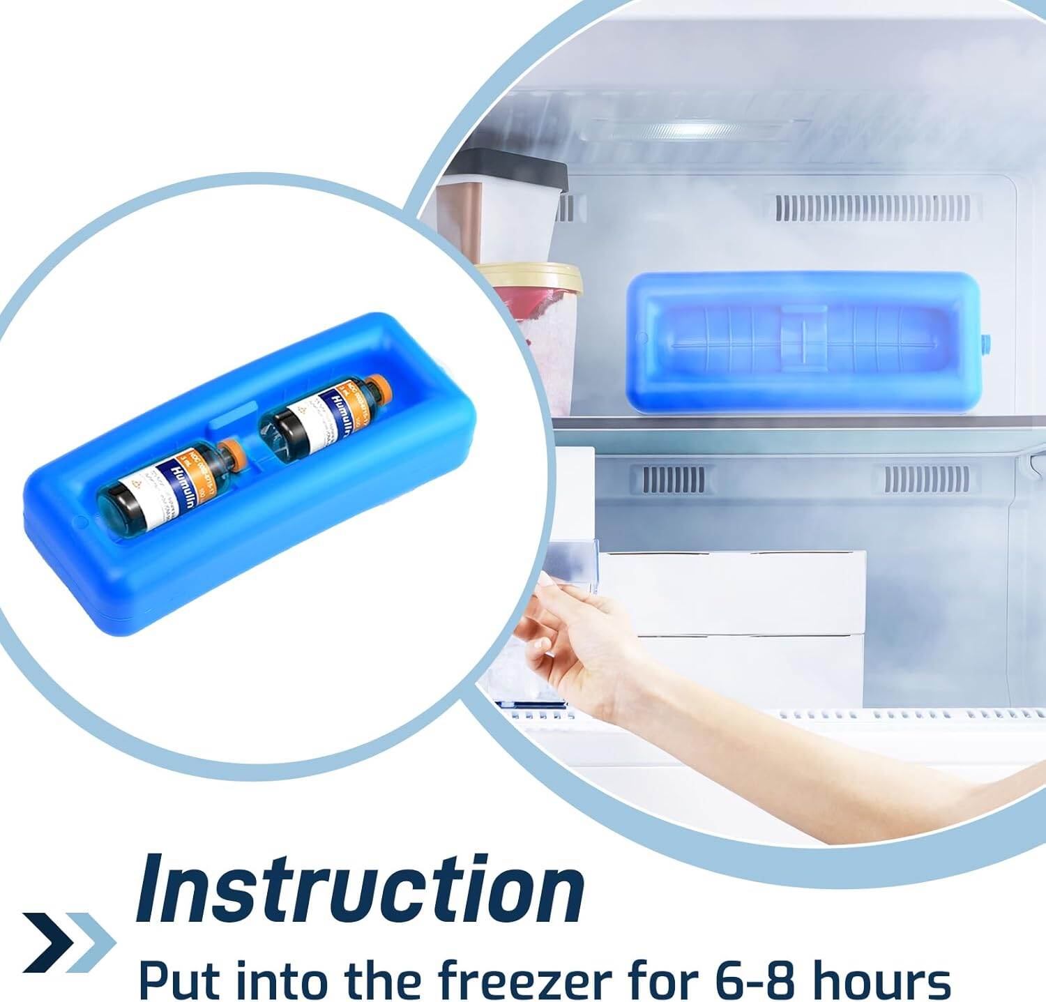 Picture of Medical Cooler Insulin Vial Carrying Travel Case Protector for Diabetic with One Ice Pack Black - Blue - Int: One size
