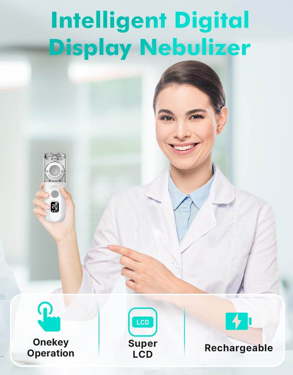 Picture of Portable Nebulizer,Nebulizer Machine for Adults and Kids Travel and Household Use, Handheld Mesh Nebulizer - Int: One size