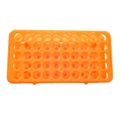 Picture of Plastic Test Tube Rack,Saim 50 Holes Lab Test Tube Rack Holder for 18mm Test Tubes,Orange |Blue