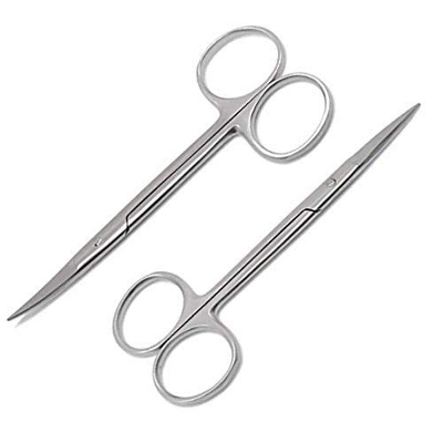 Picture of 2 Iris Scissors 4.5" Curved & Straight Surgical Dental Instruments - Silver - Int: One size