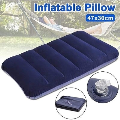 Picture of Foldable Pillow Outdoor Travel Sleep Pillow Air Inflatable Portable Break Rest Pillow Blue