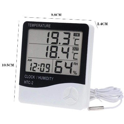 Picture of HTC 2 Digital LCD Temperature Meter Humidity Thermometer Hygrometer Home Weather Station Indoor Outdoor Probe Sensor with Alarm Clock HTC-2 - Int: One size