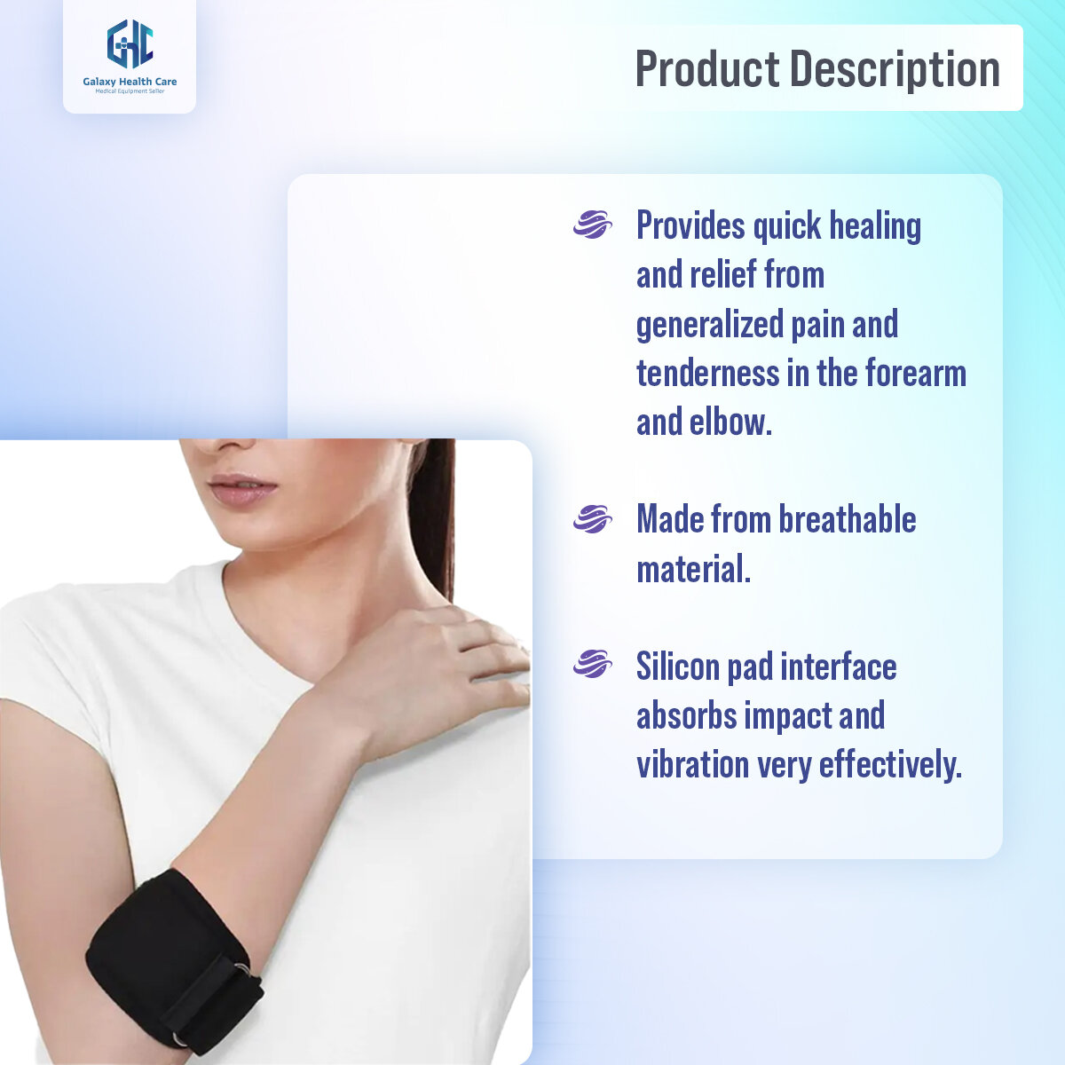 Picture of Galaxy Tennis Elbow Support Sports Medicine Health Care Equipment - Black - Int: One size