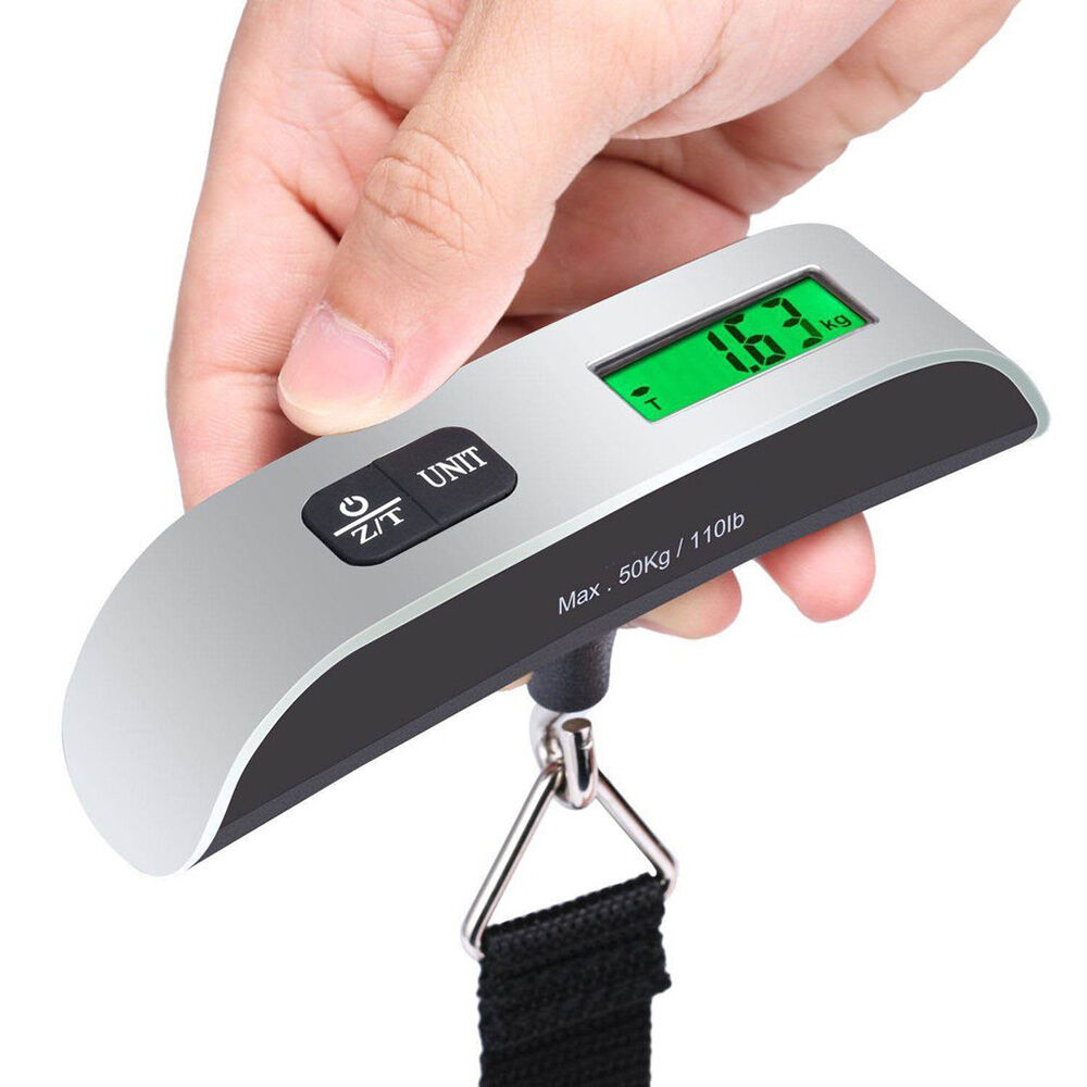 Picture of 1pcs Portable Scale Digital LCD Display 110lb/50kg Electronic Luggage Hanging Suitcase Travel Weighs Baggage Bag Weight Balance - Silver - Int: One size
