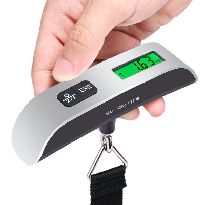 Picture of 1pcs Portable Scale Digital LCD Display 110lb/50kg Electronic Luggage Hanging Suitcase Travel Weighs Baggage Bag Weight Balance - Silver - Int: One size