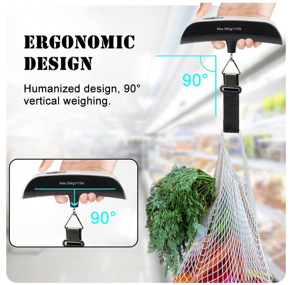 Picture of 1pcs Portable Scale Digital LCD Display 110lb/50kg Electronic Luggage Hanging Suitcase Travel Weighs Baggage Bag Weight Balance - Silver - Int: One size