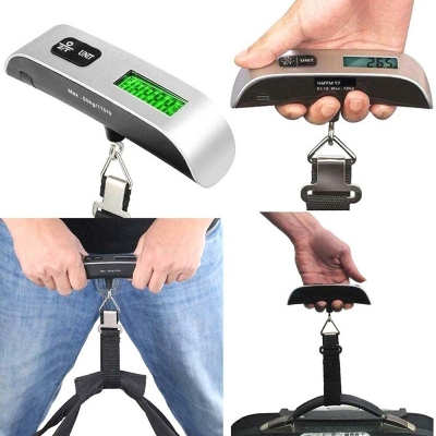 Picture of 1pcs Portable Scale Digital LCD Display 110lb/50kg Electronic Luggage Hanging Suitcase Travel Weighs Baggage Bag Weight Balance - Silver - Int: One size