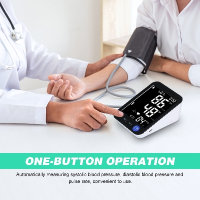 Picture of BSMI Blood Pressure Monitor Upper Arm Automatic Tonometer Digital BP Machine Heart Rate Pulse Monitor with Large Cuff for Medical - Black - Int: One size