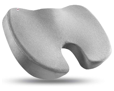 Picture of Seat Cushion Memory Foam Coccyx Cushion Designed for Back, Hip, and Tailbone Pain - for Office Chair,Car Seat, Wheelchair - Light Ash - Int: One size