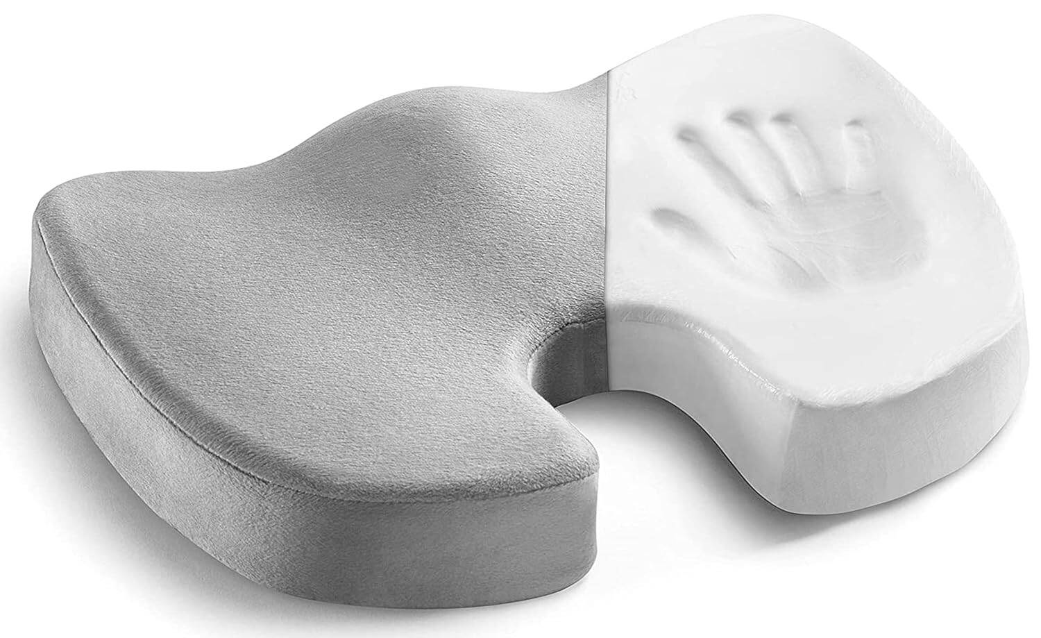 Picture of Seat Cushion Memory Foam Coccyx Cushion Designed for Back, Hip, and Tailbone Pain - for Office Chair,Car Seat, Wheelchair - Light Ash - Int: One size