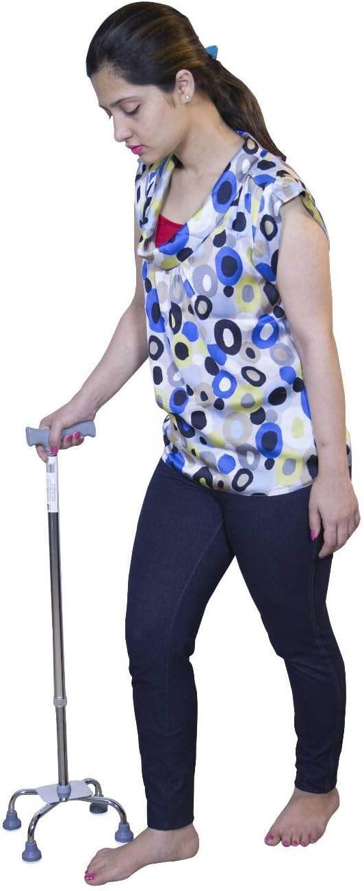 Picture of 4 Leg Walking Stick Height Adjustable Iron Stick Quadripod Stick Four Leg Chrome - Multicolor - Int: One size