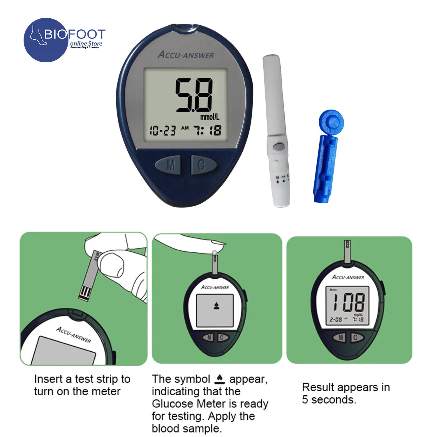 Picture of Digital Accu-Answer Blood Glucose Monitoring System - Multicolor - Int: One size