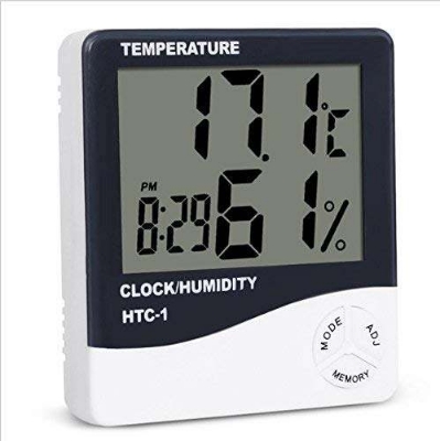 Picture of HTC-1 Digital Thermometer Hygrometer Clock Alarm/Alarm Calendar 5 Functions Large Screen Desktop Stand & Wall Mount White Thermometer Hygrometer Digital - Multicolor - Int: One size