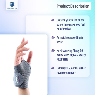 Picture of Tynor Wrist Support Brace with Thumb Unisex Medical Anatomical Stabilizing Wrap Non-Slip Compression for Pain Relief Recovery from Sprain Strain Arthritis - Light Ash - Int: One size