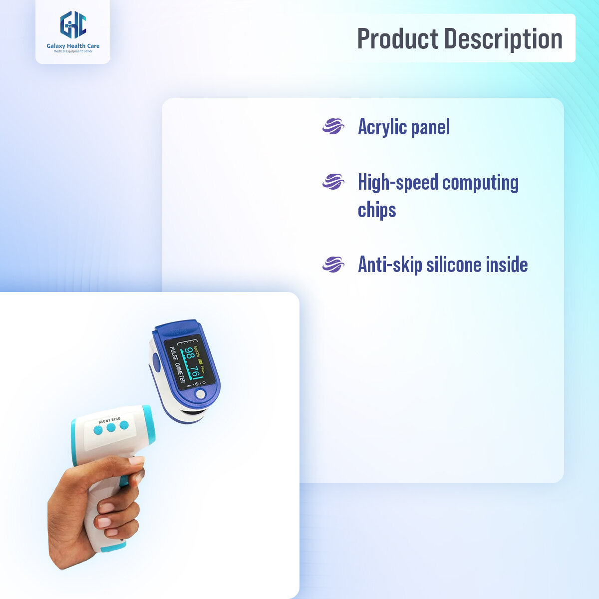Picture of Combo OLED Fingertip Pulse Oximeter  Infrared thermometer - Int: One size