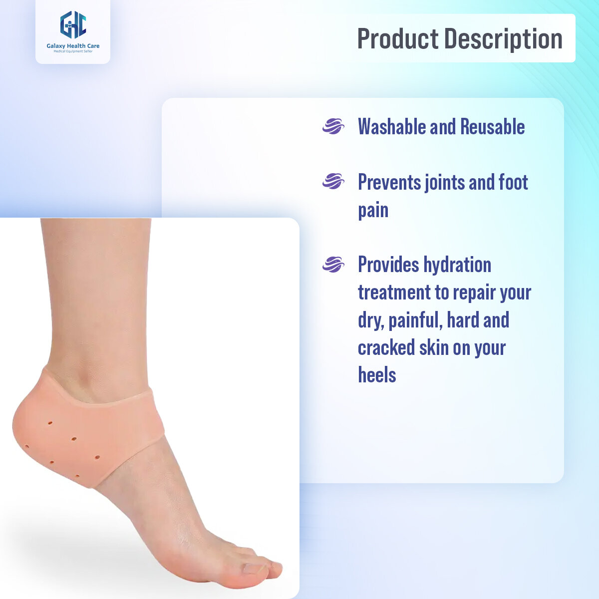 Picture of Silicone Gel Heel Foot Protector,Plantar Fasciitis Foot Arch Support Ankle Pain Relief Socks-2 PCS(1 PAIRS) - Int: One size