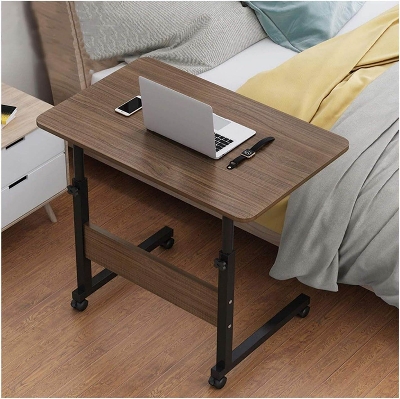 Picture of Height Adjustable Movable Laptop Desk With Storage Shelf Lazy Sofa Corner Lift Computer Desk Table 2 Layers KM-2634 - Brown