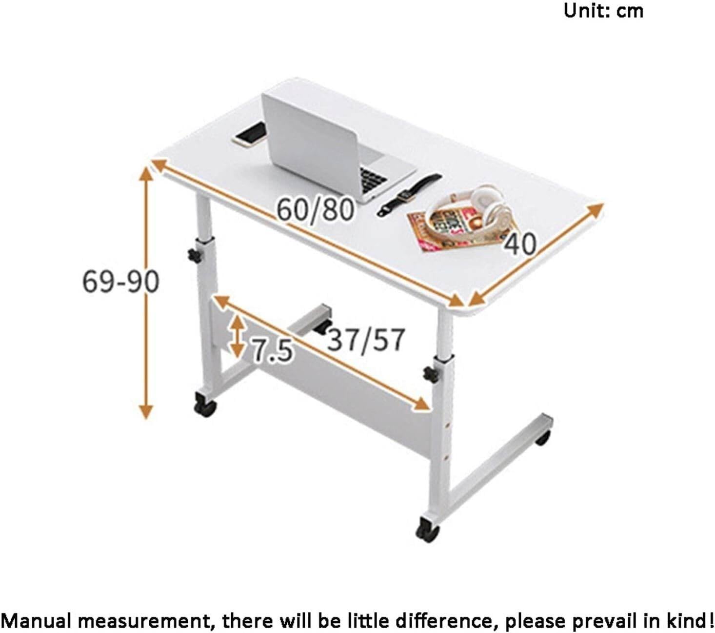 Picture of Height Adjustable Movable Laptop Desk With Storage Shelf Lazy Sofa Corner Lift Computer Desk Table 2 Layers KM-2634 - Brown