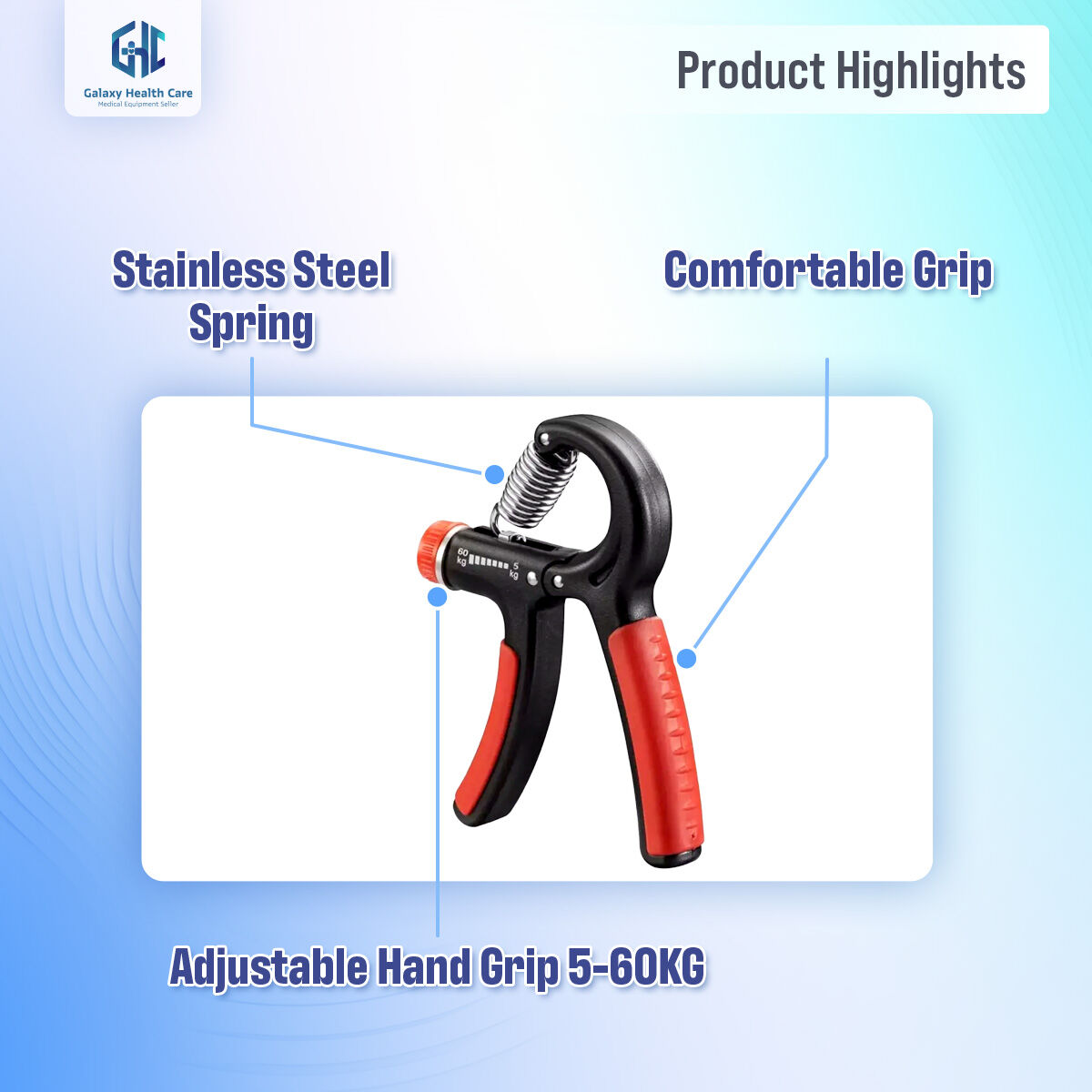 Picture of 5-60Kg Gym Fitness Hand Grip Men Adjustable Finger Heavy Exerciser Strength for Muscle Recovery Hand Gripper Trainer - Multicolor - Int: One size