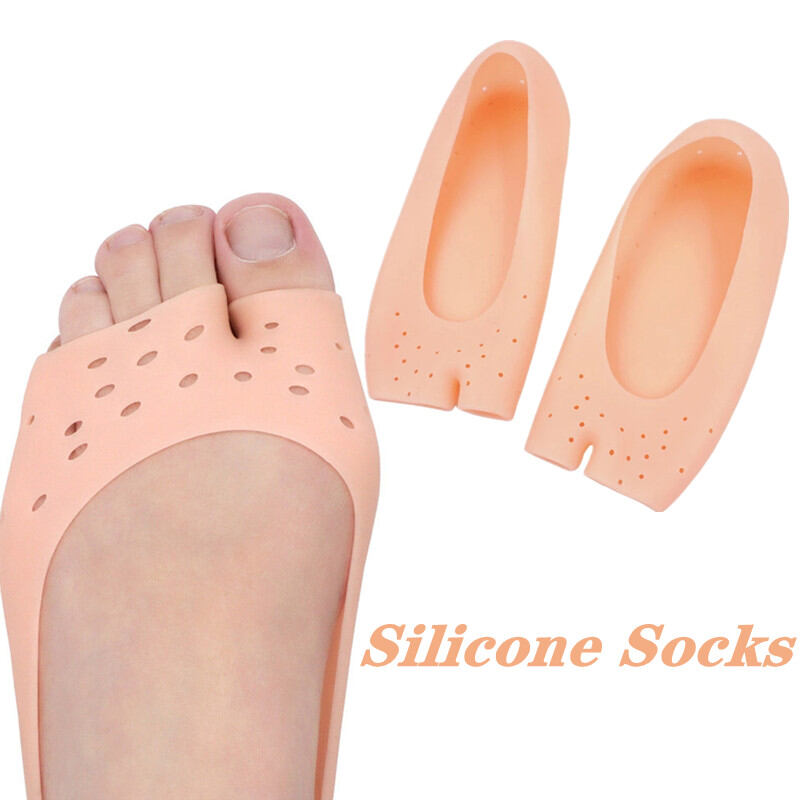 Picture of 2 Pcs/Set Soft Silicone Moisturizing Gel Socks For Foot Care Protector Relieve Dry Non-slip Feet Protection Pain Relief Patch - Beige - Int: One size