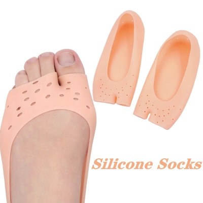 Picture of 2 Pcs/Set Soft Silicone Moisturizing Gel Socks For Foot Care Protector Relieve Dry Non-slip Feet Protection Pain Relief Patch - Beige - Int: One size