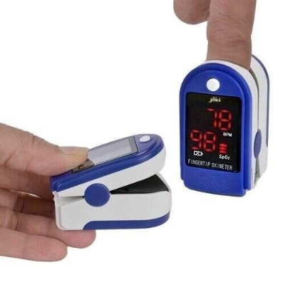 Picture of Finger Pulse Oximeter Blood Oxygen Saturation SpO2 Heart Rate O2 Monitor CE - LED - Blue (2 Pack)