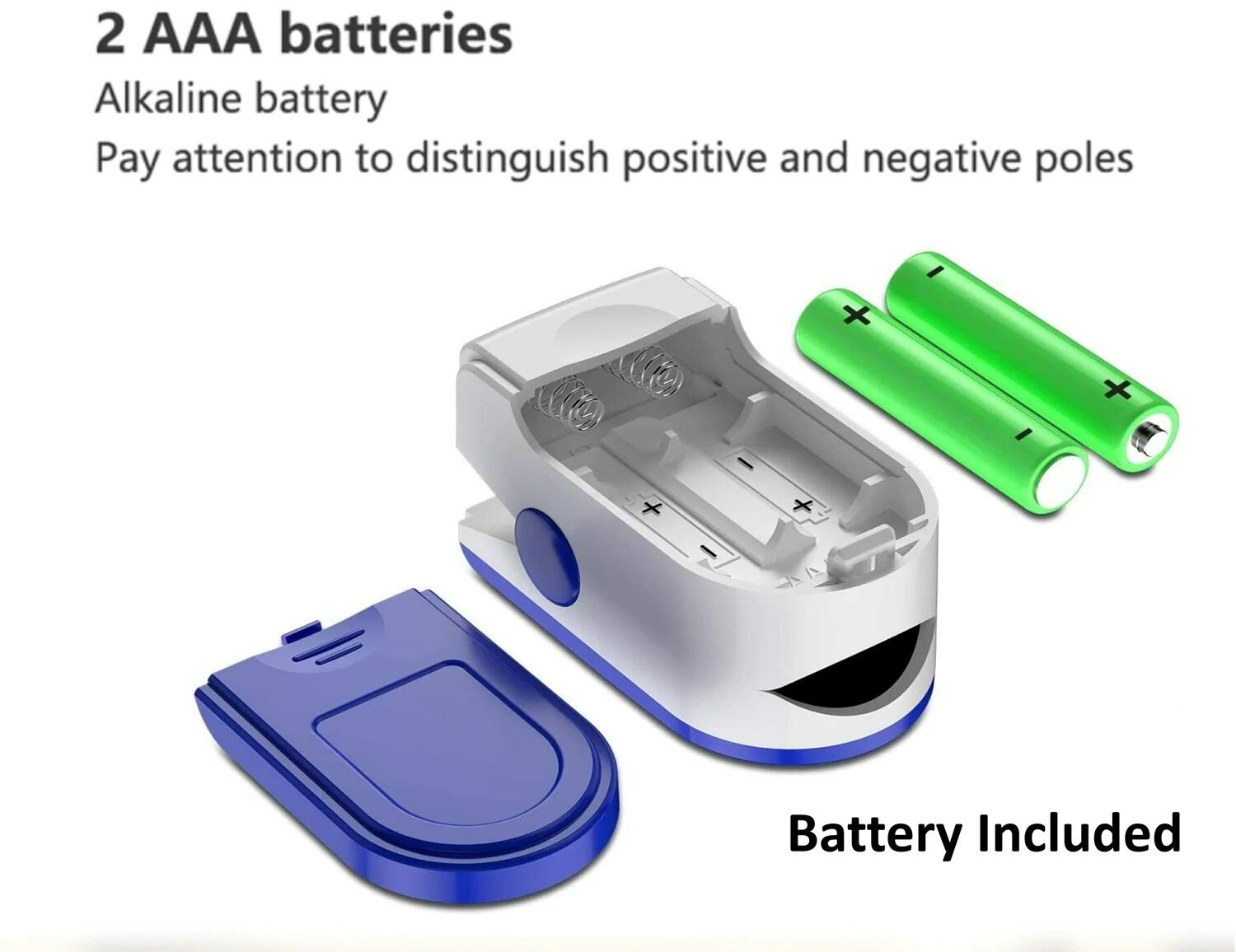 Picture of Finger Pulse Oximeter Blood Oxygen Saturation SpO2 Heart Rate O2 Monitor CE - LED - Blue (2 Pack)