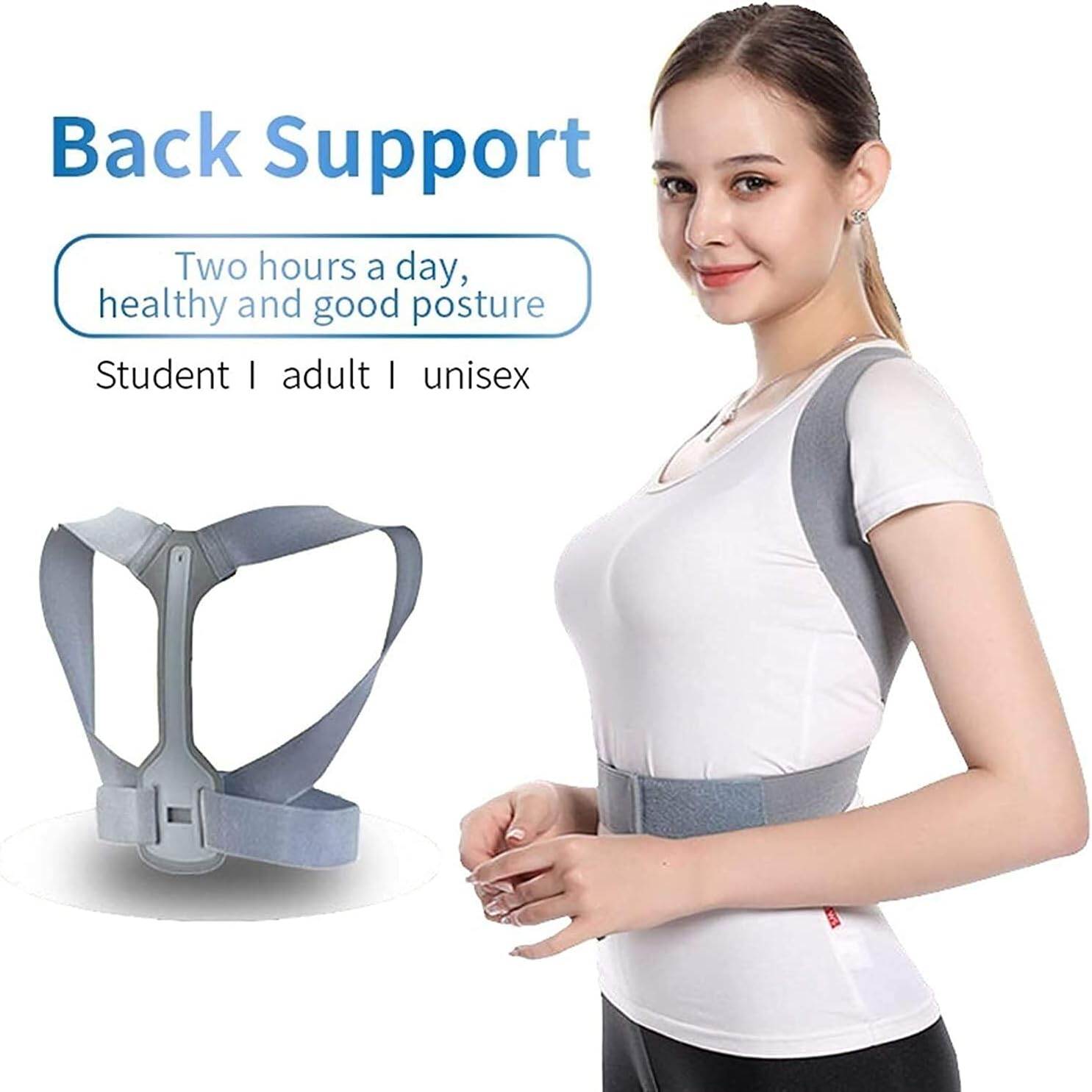 Picture of Back Support Posture Corrector Clavicle Spine Shoulder Support Belt Back Pain Relief Posture Correction, Improves Humpback, Clavicle Support Student/Adults/Unisex brbr,Posture Corrector Comfortable - Multicolor - Int: One size