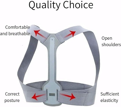 Picture of Back Support Posture Corrector Clavicle Spine Shoulder Support Belt Back Pain Relief Posture Correction, Improves Humpback, Clavicle Support Student/Adults/Unisex brbr,Posture Corrector Comfortable - Multicolor - Int: One size