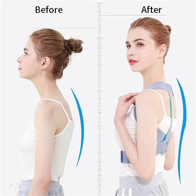 Picture of Back Support Posture Corrector Clavicle Spine Shoulder Support Belt Back Pain Relief Posture Correction, Improves Humpback, Clavicle Support Student/Adults/Unisex brbr,Posture Corrector Comfortable - Multicolor - Int: One size