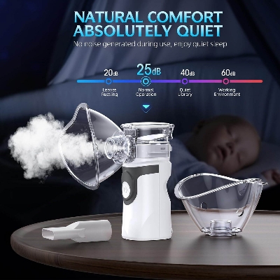 Picture of Portable Nebulizer, Handheld Mesh Nebulizer Machine for Adults and Kids, Metered - dose Inhaler Accessory, White