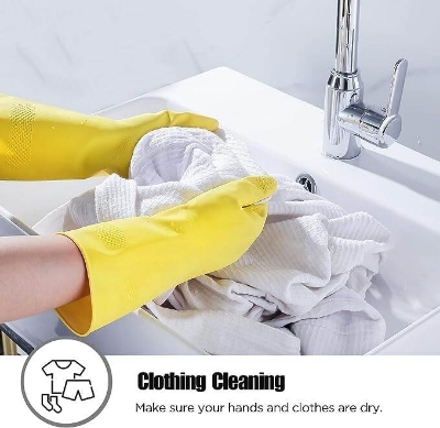 Picture of Rubber Reusable Heavy Duty Hand Gloves For Dishwashing, Gardening, Kitchen Cleaning Non-Slippery & Durable Long Elbow Length 1 Pair - Multicolor - Int: One size