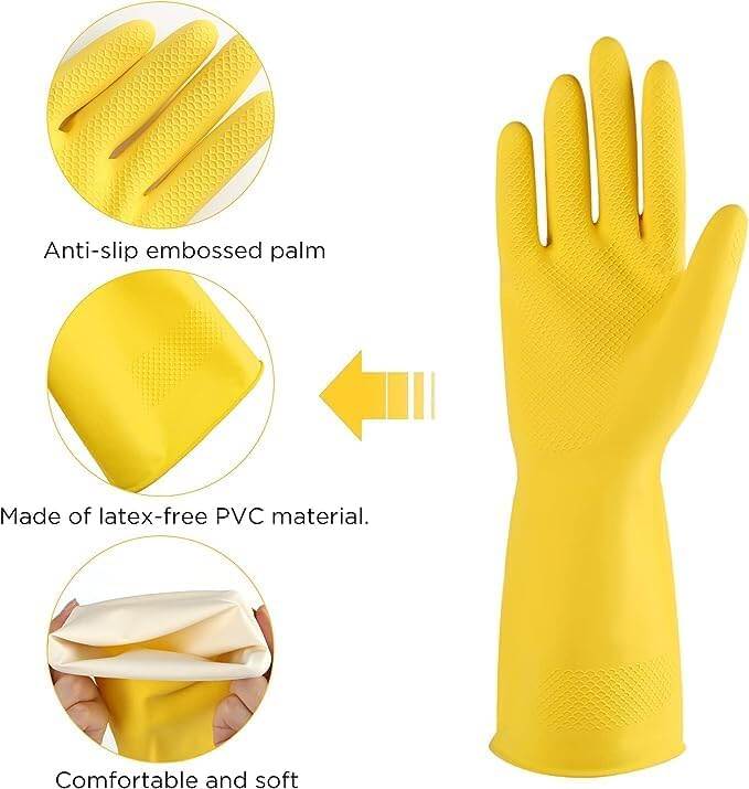Picture of Rubber Reusable Heavy Duty Hand Gloves For Dishwashing, Gardening, Kitchen Cleaning Non-Slippery & Durable Long Elbow Length 1 Pair - Multicolor - Int: One size