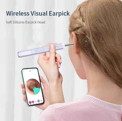 Picture of Ear Wax Removal Tool with 8 Pcs Ear Set - Ear Canal Cleaner with 1080P Camera - Ear Cleaning Kit with 6 Ear Scoops - Ear Wax Cleaner with Camera-Otoscope Ear Pick for iOS & Android Turquoise - Int: One size