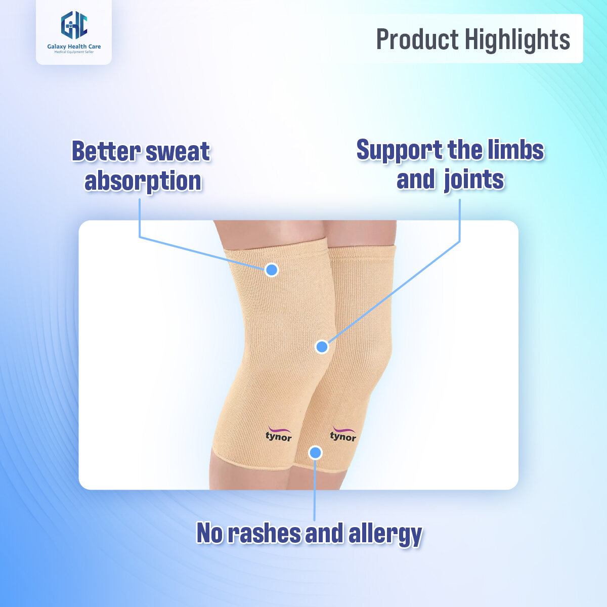 Picture of Tynor Knee Cap Pair(Relieves Pain, Support, Uniform Compression) - Beige
