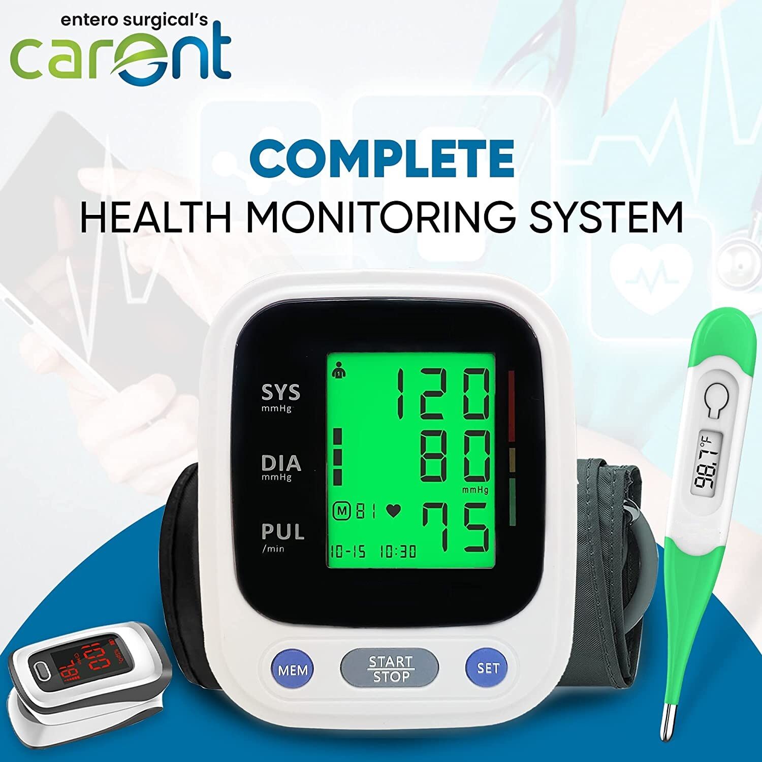 Picture of GALAXY Essential Health-check Kit | Digital BP Checking Machine, Digital Thermometer & Digital Pulse Oxmeter, Combo of 3 - Int: One size