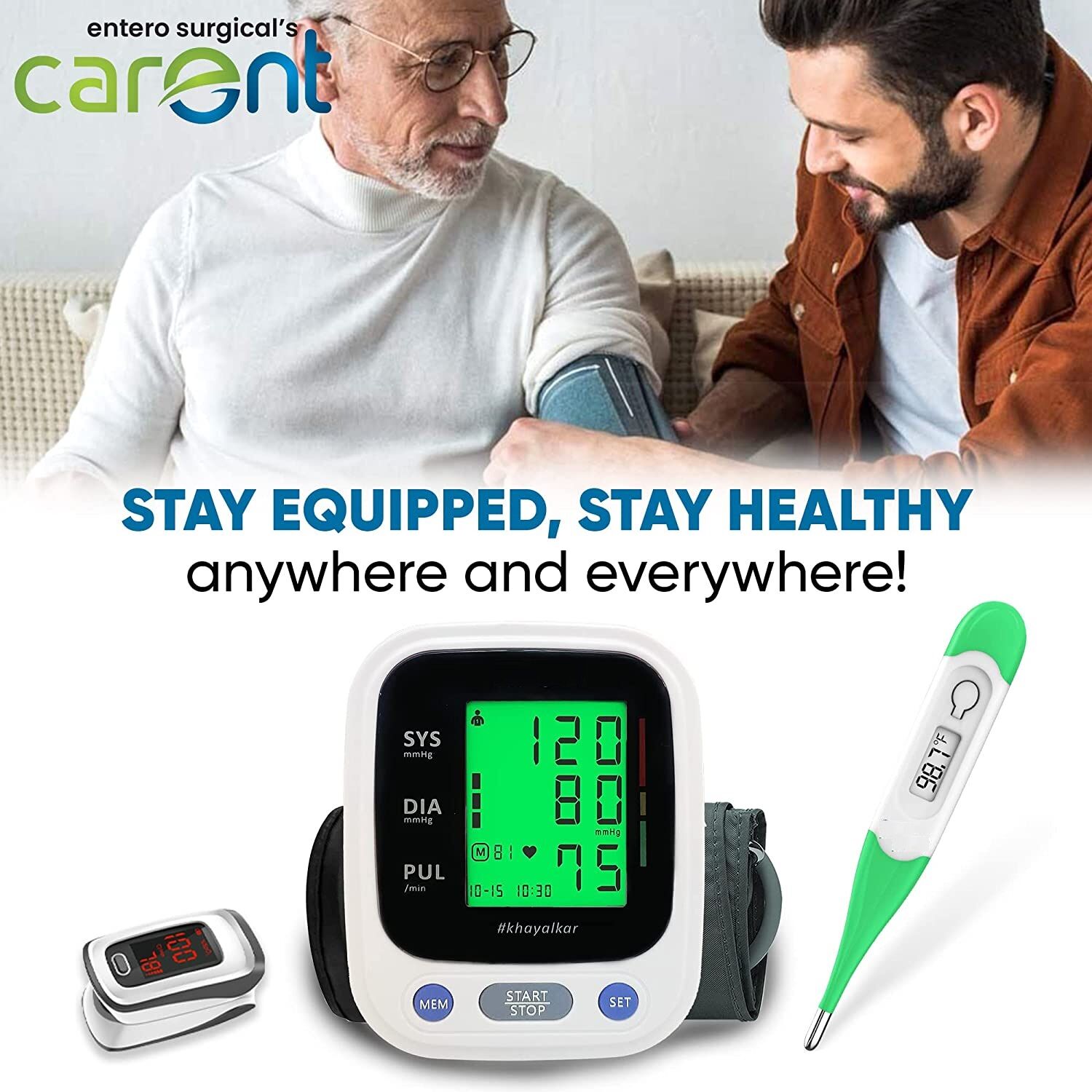 Picture of GALAXY Essential Health-check Kit | Digital BP Checking Machine, Digital Thermometer & Digital Pulse Oxmeter, Combo of 3 - Int: One size