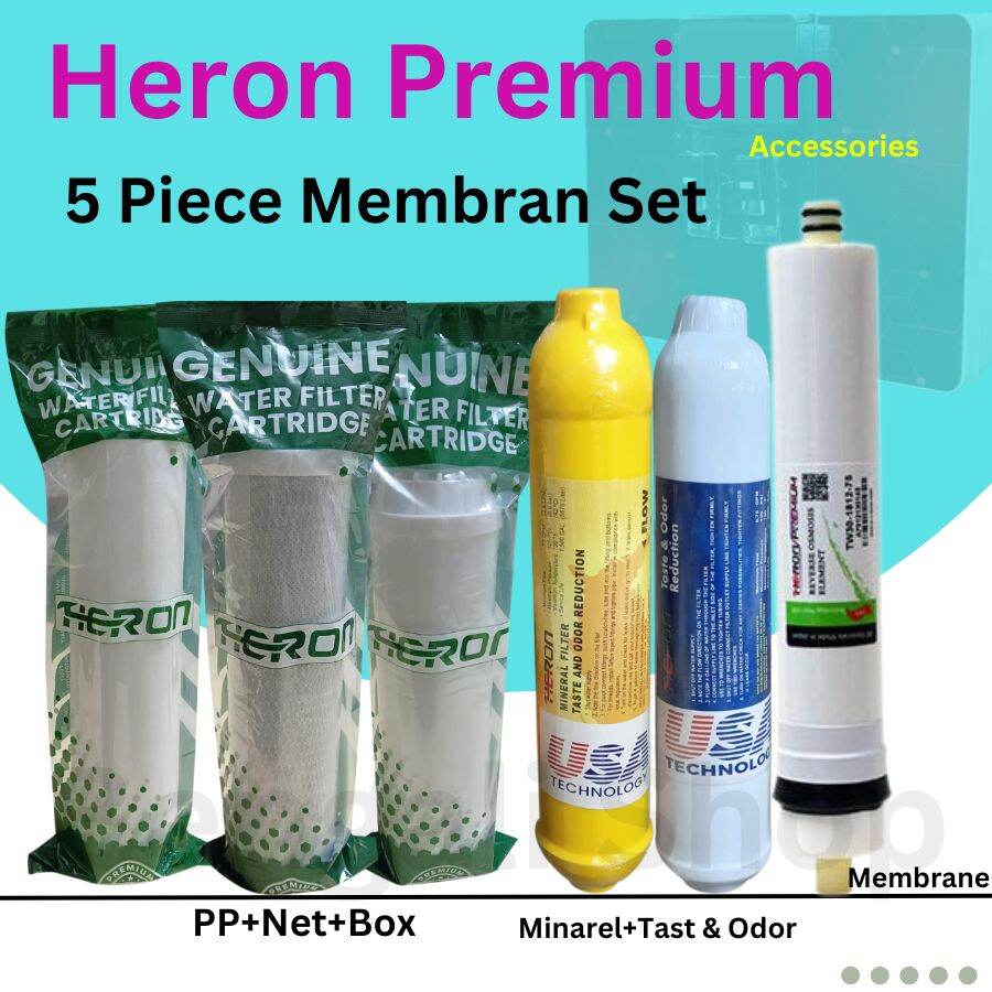 Picture of water Filter Kit Yearly Full Set RO Machine filter Cartridge (Membrane 1 Pcs +PP Filter 1 pcs +Net Carbon 1 Pcs +Box Carbon 1 Pcs + Test & Order 1 Pcs , Menaral-1 Pcs )  6 Pcs Set - Multicolor