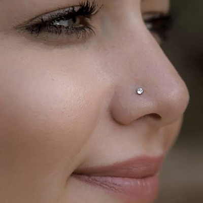 Picture of White Stone Nose Pin 18 Pieces-White