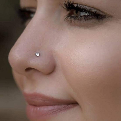 Picture of White Stone Nose Pin 20 Pieces-White