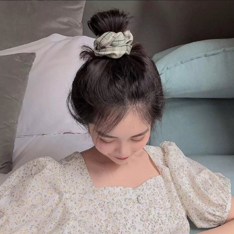 Picture of Silky Chic - 2-Piece Silk Scrunchie Hair Band & Bracelet Set for Girls – Elevate Your Style with Effortless Elegance-Multicolor(Int: One size)