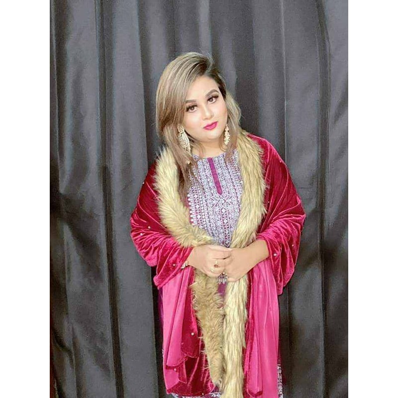 Picture of New Model Maroon Velvet Women's Scarf - Size- 4.5 haat/ 2 Haat - Silk Scarves Shawls for Women(Int: One size)