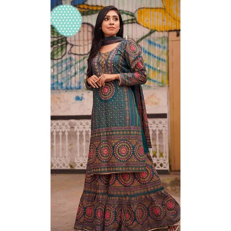 Picture of Readymade  Ghararah Three Piece For Women-Green
