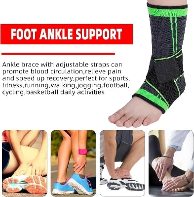 Picture of Breathable Ankle Brace Compression Support Adjustable Sleeve for Injury Recovery, Joint Pain, Arch Brace Support & Foot Stabilizer, Ankle Sprains or Swelling Multicolor 1 pcs - Int: One size