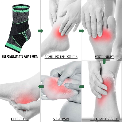Picture of Breathable Ankle Brace Compression Support Adjustable Sleeve for Injury Recovery, Joint Pain, Arch Brace Support & Foot Stabilizer, Ankle Sprains or Swelling Multicolor 1 pcs - Int: One size