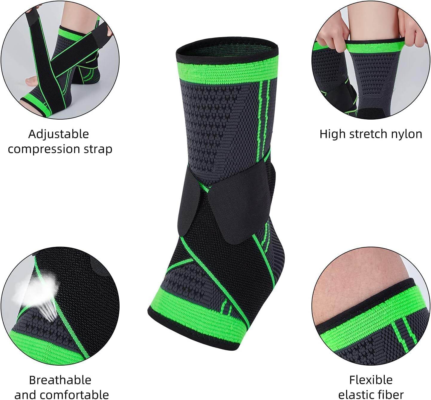 Picture of Breathable Ankle Brace Compression Support Adjustable Sleeve for Injury Recovery, Joint Pain, Arch Brace Support & Foot Stabilizer, Ankle Sprains or Swelling Multicolor 1 pcs - Int: One size