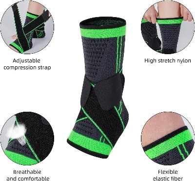 Picture of Breathable Ankle Brace Compression Support Adjustable Sleeve for Injury Recovery, Joint Pain, Arch Brace Support & Foot Stabilizer, Ankle Sprains or Swelling Multicolor 1 pcs - Int: One size