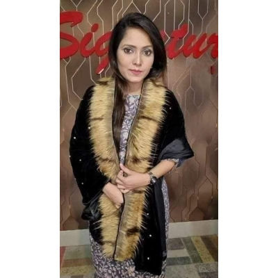 Picture of New Model Stylish And Comfortable  Velvet Shawl & Stone works, Comfortable Soft Winter Wear Velvet Chador(Int: One size)